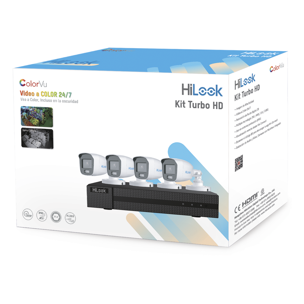 Kit TurboHD 1080p / DVR 4 Canales / 4 Cámaras Bala ColorVu con Micrófono Integrado