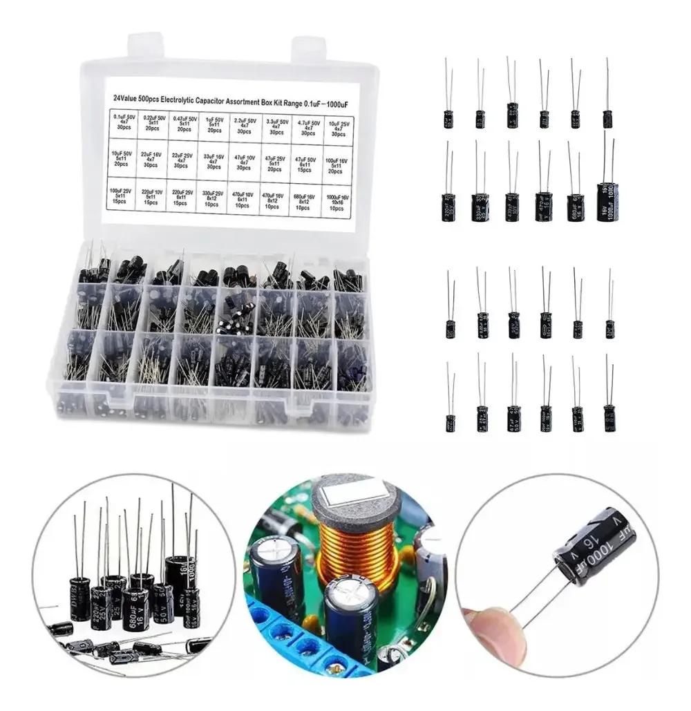 Capacitores Electrolíticos (Condensadores) 24 Valores de 0.1-1000uF 10-50V x pieza