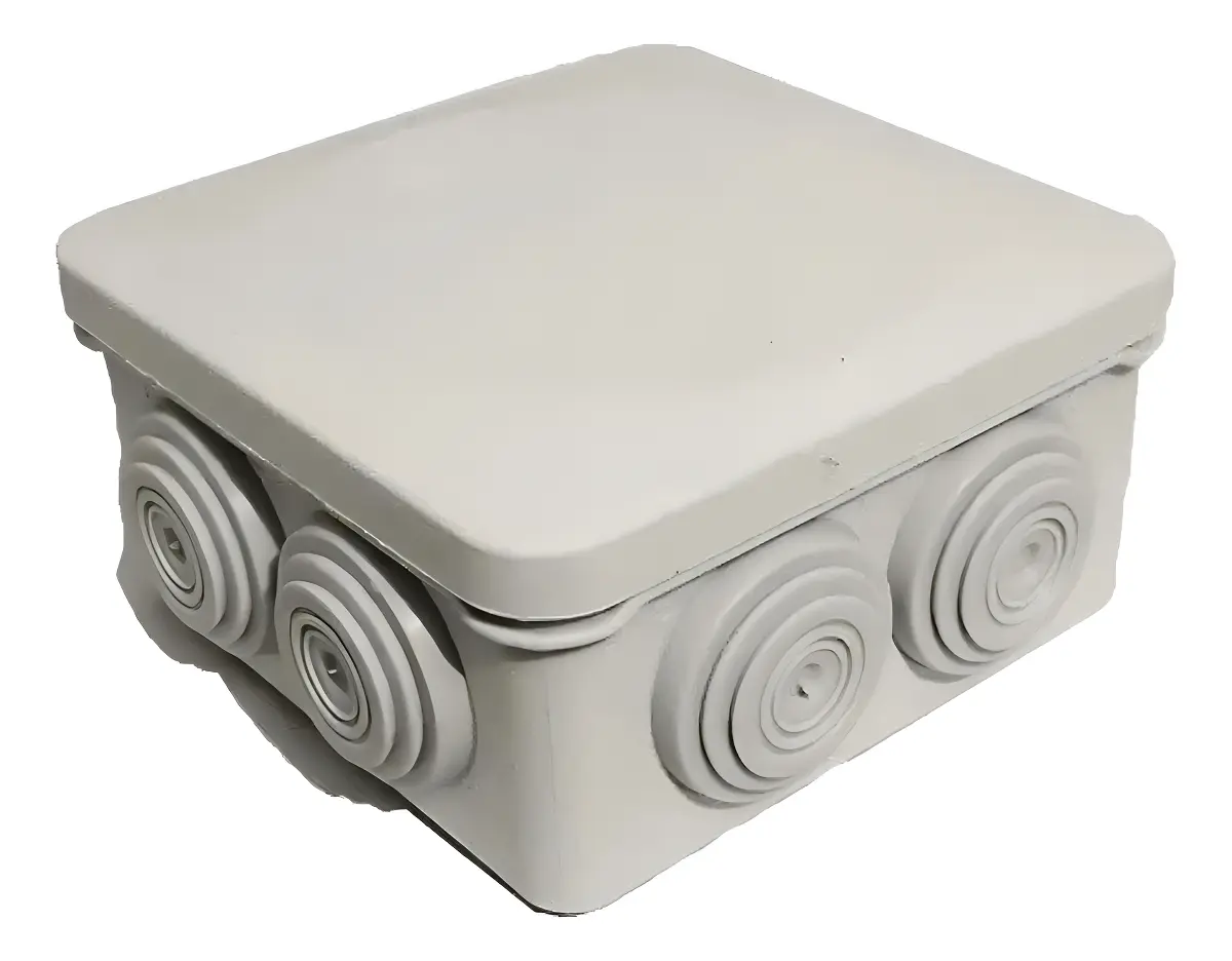 Caja Estanca, Derivación, Conexión de Plástico (89 X 89 X 50 mm) con 7 Glándulas de Gom
