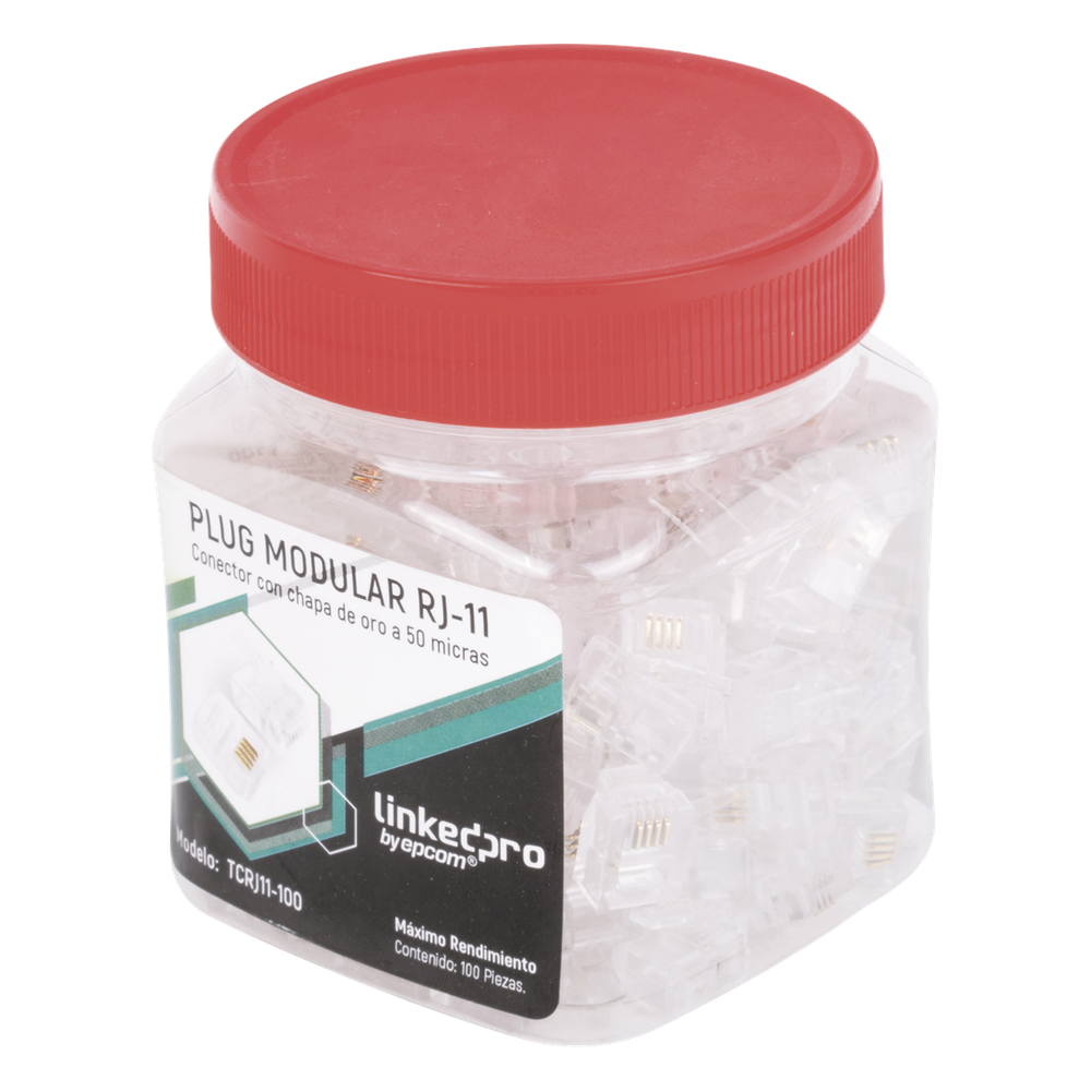 Bote con 100 Piezas de Plug Modular Tipo RJ11