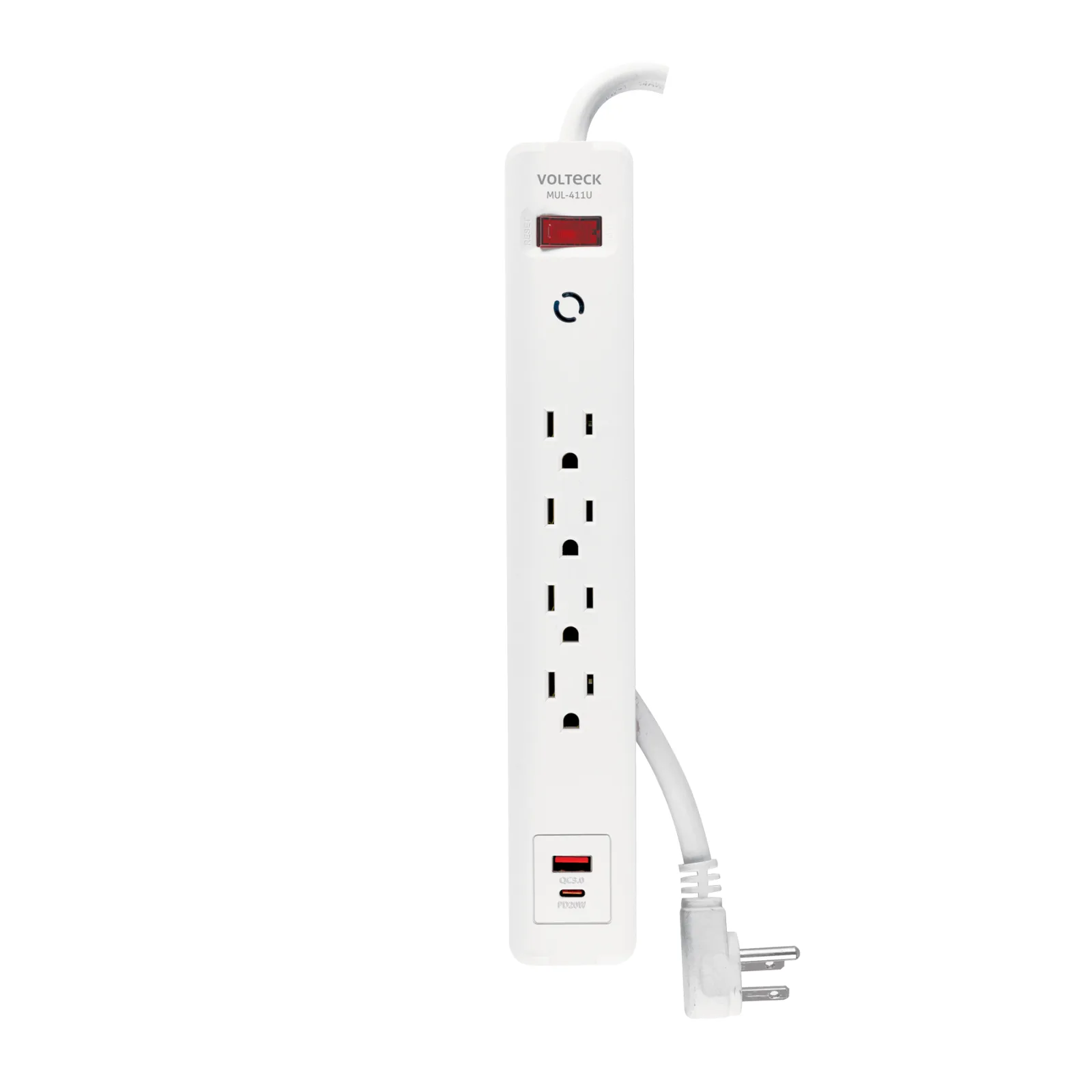 MULTICONTACTO 4 ENTRADAS, 1 USB A + 1 USB C, BLANCO, VOLTECK